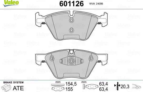 Valeo 601126 - Bremžu uzliku kompl., Disku bremzes ps1.lv