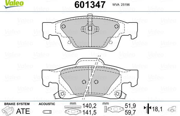 Valeo 601347 - Bremžu uzliku kompl., Disku bremzes ps1.lv