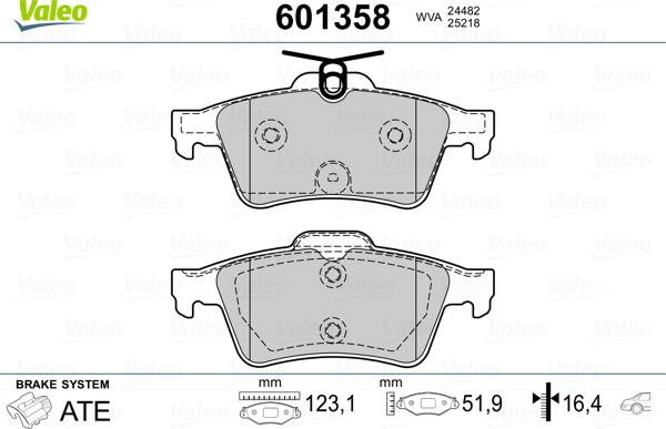 Valeo 601358 - Bremžu uzliku kompl., Disku bremzes ps1.lv