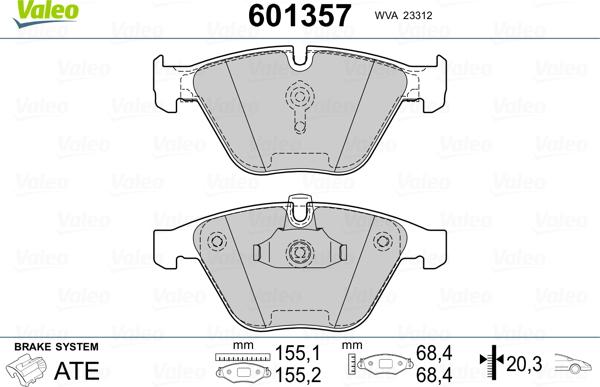 Valeo 601357 - Bremžu uzliku kompl., Disku bremzes ps1.lv