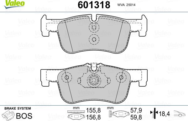 Valeo 601318 - Bremžu uzliku kompl., Disku bremzes ps1.lv