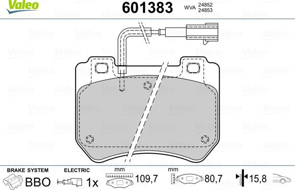 Valeo 601383 - Bremžu uzliku kompl., Disku bremzes ps1.lv