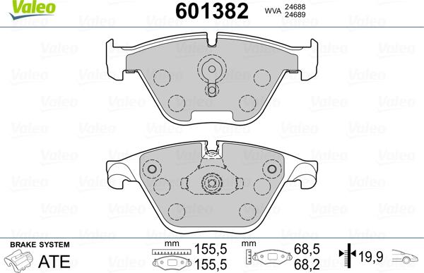 Valeo 601382 - Bremžu uzliku kompl., Disku bremzes ps1.lv