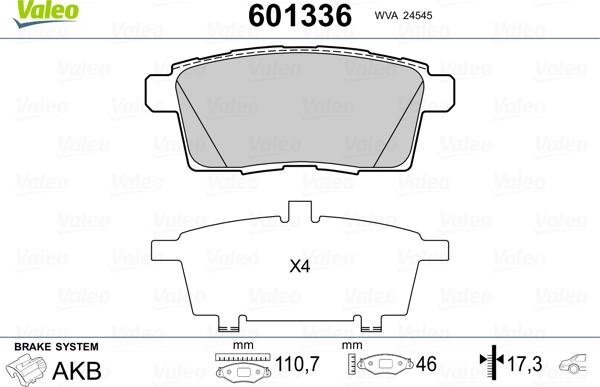 Valeo 601336 - Bremžu uzliku kompl., Disku bremzes ps1.lv