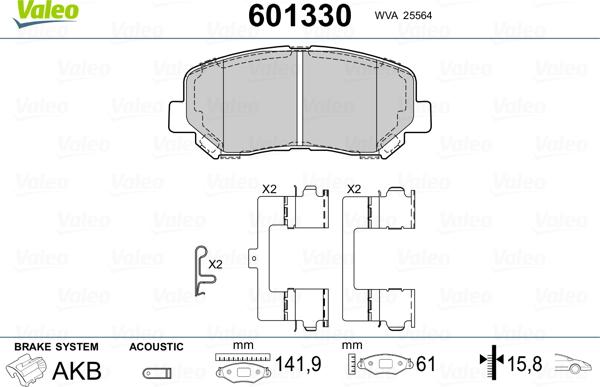 Valeo 601330 - Bremžu uzliku kompl., Disku bremzes ps1.lv