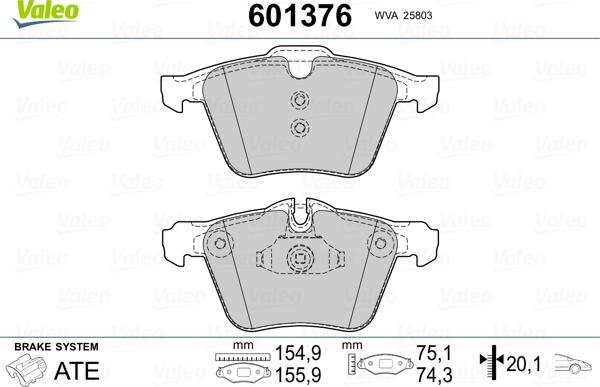 Valeo 601376 - Bremžu uzliku kompl., Disku bremzes ps1.lv