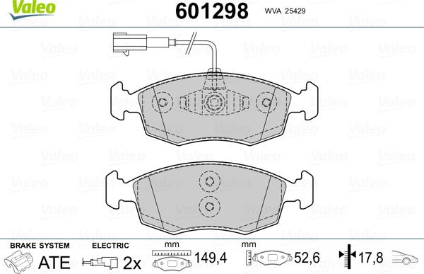 Valeo 601298 - Bremžu uzliku kompl., Disku bremzes ps1.lv