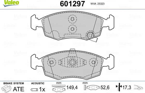 Valeo 601297 - Bremžu uzliku kompl., Disku bremzes ps1.lv