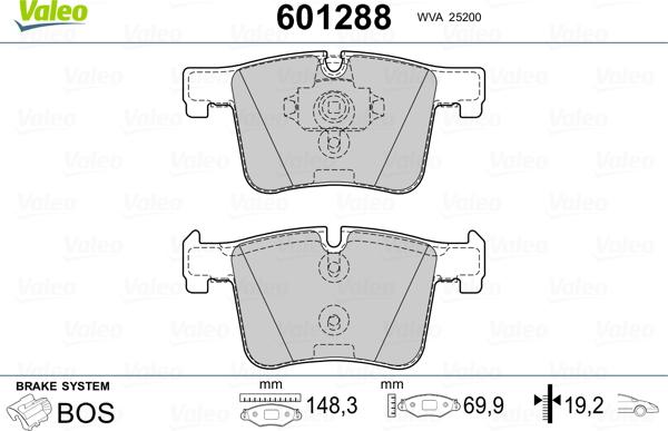 Valeo 601288 - Bremžu uzliku kompl., Disku bremzes ps1.lv