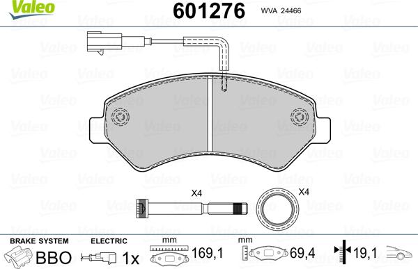 Valeo 601276 - Bremžu uzliku kompl., Disku bremzes ps1.lv