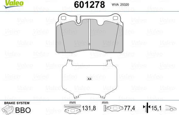 Valeo 601278 - Bremžu uzliku kompl., Disku bremzes ps1.lv