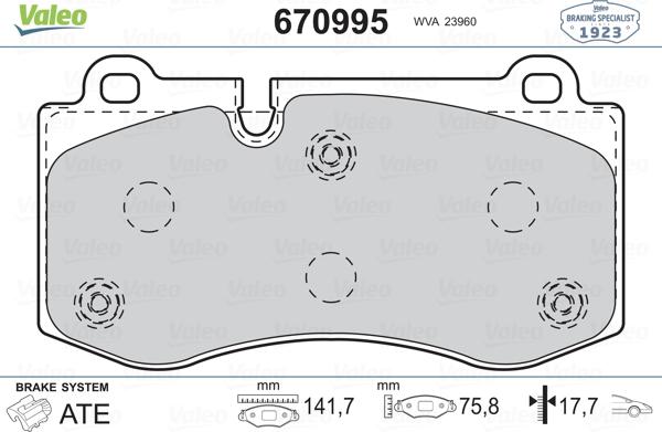 Valeo 670995 - Bremžu uzliku kompl., Disku bremzes ps1.lv