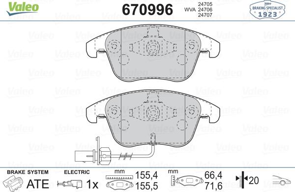 Valeo 670996 - Bremžu uzliku kompl., Disku bremzes ps1.lv