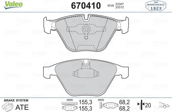 Valeo 670410 - Bremžu uzliku kompl., Disku bremzes ps1.lv