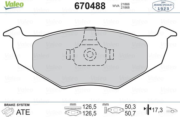 Valeo 670488 - Bremžu uzliku kompl., Disku bremzes ps1.lv