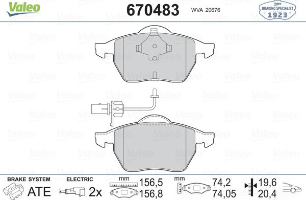 Valeo 670483 - Bremžu uzliku kompl., Disku bremzes ps1.lv