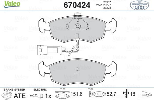 Valeo 670424 - Bremžu uzliku kompl., Disku bremzes ps1.lv