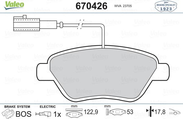 Valeo 670426 - Bremžu uzliku kompl., Disku bremzes ps1.lv