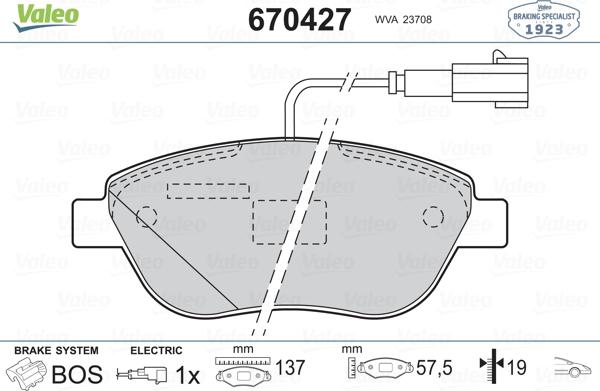 Valeo 670427 - Bremžu uzliku kompl., Disku bremzes ps1.lv