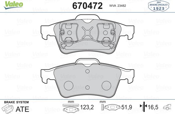 Valeo 670472 - Bremžu uzliku kompl., Disku bremzes ps1.lv