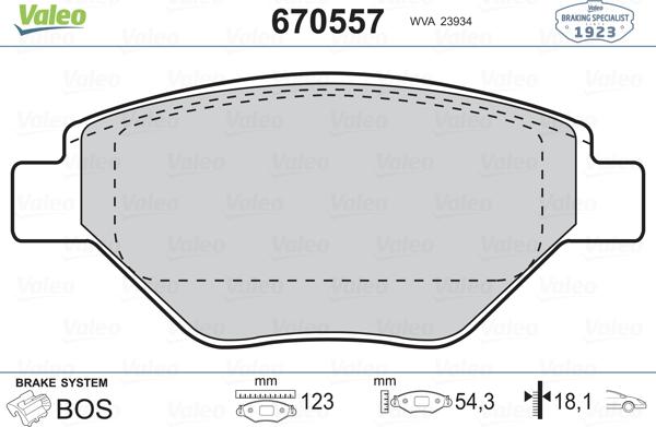 Valeo 670557 - Bremžu uzliku kompl., Disku bremzes ps1.lv