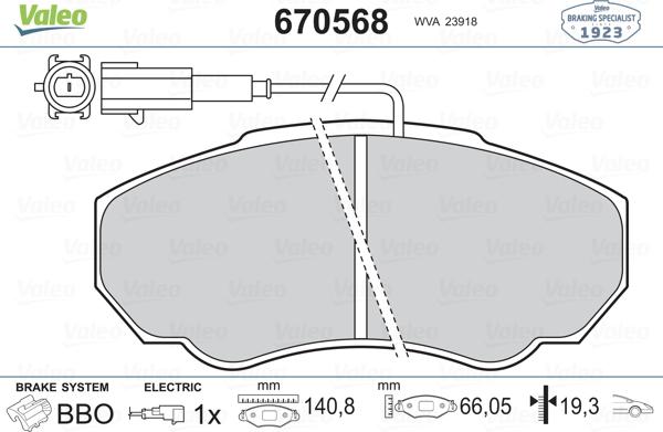 Valeo 670568 - Bremžu uzliku kompl., Disku bremzes ps1.lv