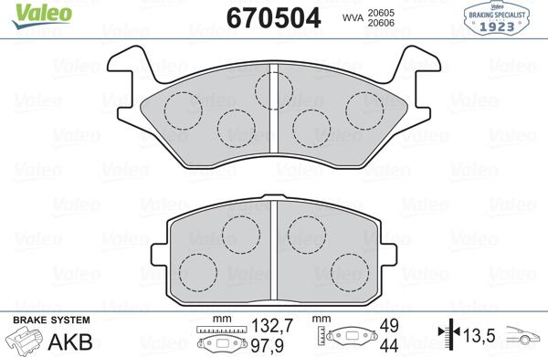 Valeo 670504 - Bremžu uzliku kompl., Disku bremzes ps1.lv