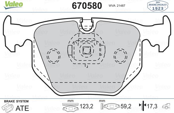 Valeo 670580 - Bremžu uzliku kompl., Disku bremzes ps1.lv