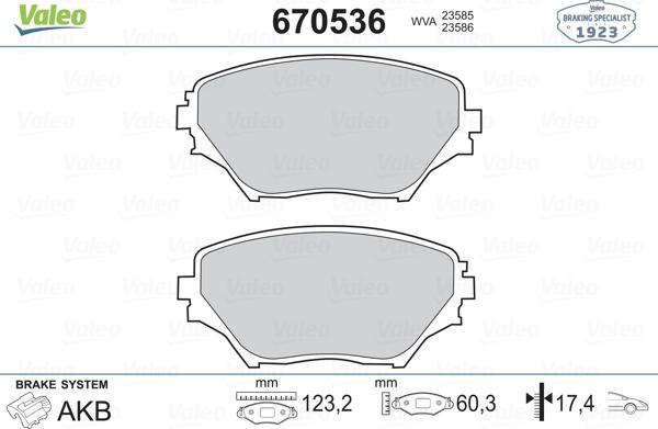 Valeo 670536 - Bremžu uzliku kompl., Disku bremzes ps1.lv