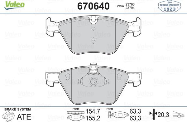 Valeo 670640 - Bremžu uzliku kompl., Disku bremzes ps1.lv