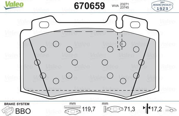 Valeo 670659 - Bremžu uzliku kompl., Disku bremzes ps1.lv