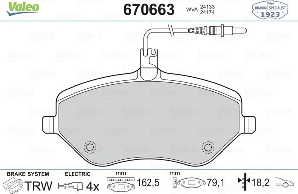 Valeo 670663 - Bremžu uzliku kompl., Disku bremzes ps1.lv