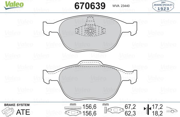 Valeo 670639 - Bremžu uzliku kompl., Disku bremzes ps1.lv