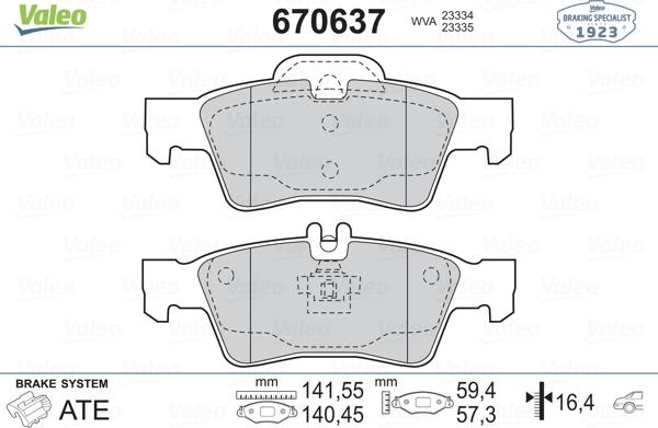 Valeo 670637 - Bremžu uzliku kompl., Disku bremzes ps1.lv