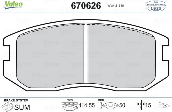 Valeo 670626 - Bremžu uzliku kompl., Disku bremzes ps1.lv