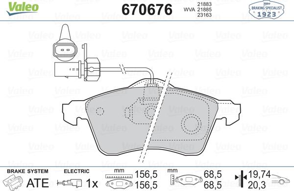 Valeo 670676 - Bremžu uzliku kompl., Disku bremzes ps1.lv