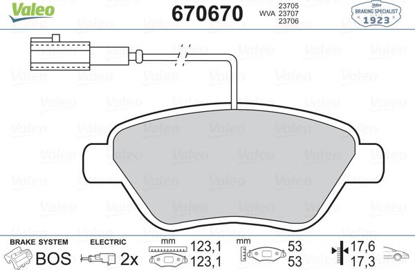 Valeo 670670 - Bremžu uzliku kompl., Disku bremzes ps1.lv