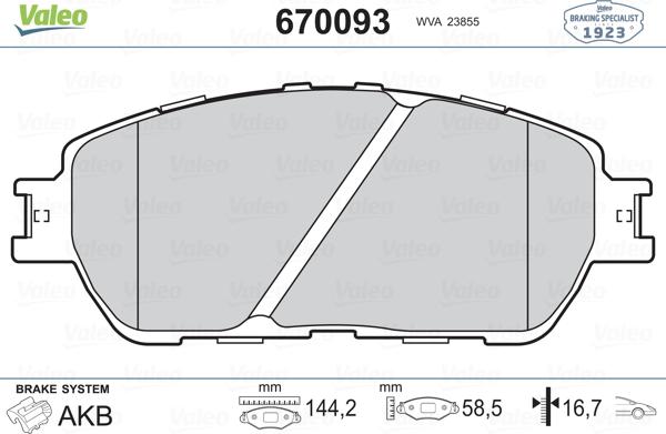 Valeo 670093 - Bremžu uzliku kompl., Disku bremzes ps1.lv