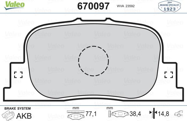 Valeo 670097 - Bremžu uzliku kompl., Disku bremzes ps1.lv