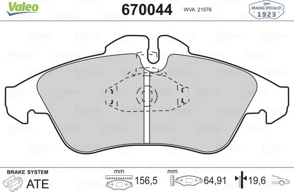 Valeo 670044 - Bremžu uzliku kompl., Disku bremzes ps1.lv