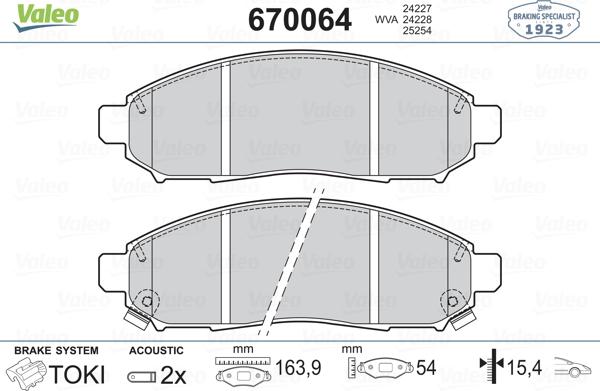 Valeo 670064 - Bremžu uzliku kompl., Disku bremzes ps1.lv