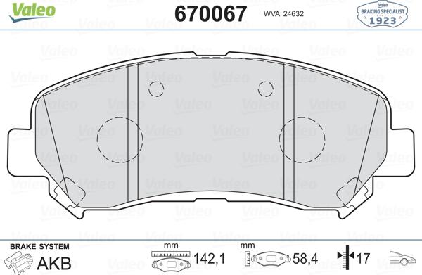 Valeo 670067 - Bremžu uzliku kompl., Disku bremzes ps1.lv