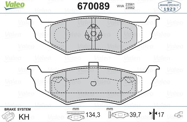 Valeo 670089 - Bremžu uzliku kompl., Disku bremzes ps1.lv