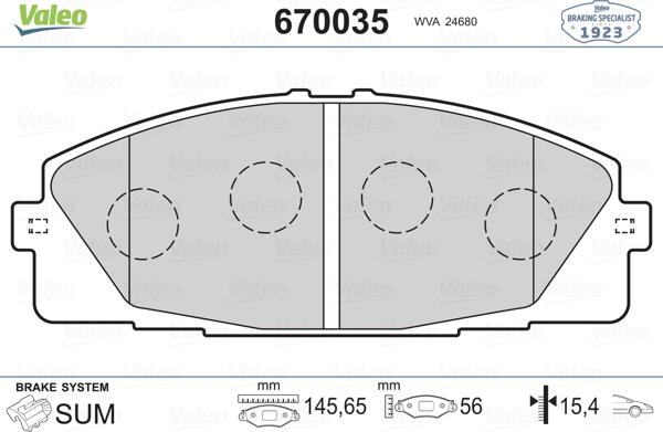 Valeo 670035 - Bremžu uzliku kompl., Disku bremzes ps1.lv