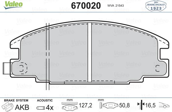 Valeo 670020 - Bremžu uzliku kompl., Disku bremzes ps1.lv