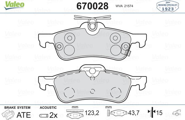 Valeo 670028 - Bremžu uzliku kompl., Disku bremzes ps1.lv