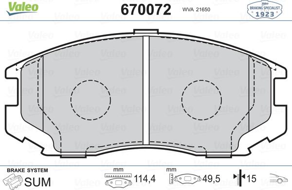 Valeo 670072 - Bremžu uzliku kompl., Disku bremzes ps1.lv