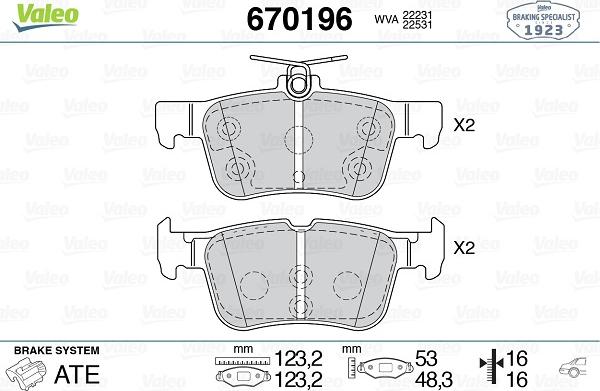 Valeo 670196 - Bremžu uzliku kompl., Disku bremzes ps1.lv