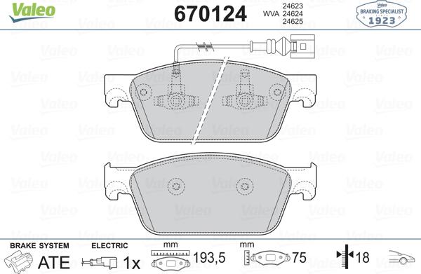 Valeo 670124 - Bremžu uzliku kompl., Disku bremzes ps1.lv