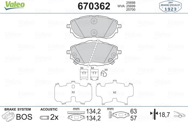 Valeo 670362 - Bremžu uzliku kompl., Disku bremzes ps1.lv